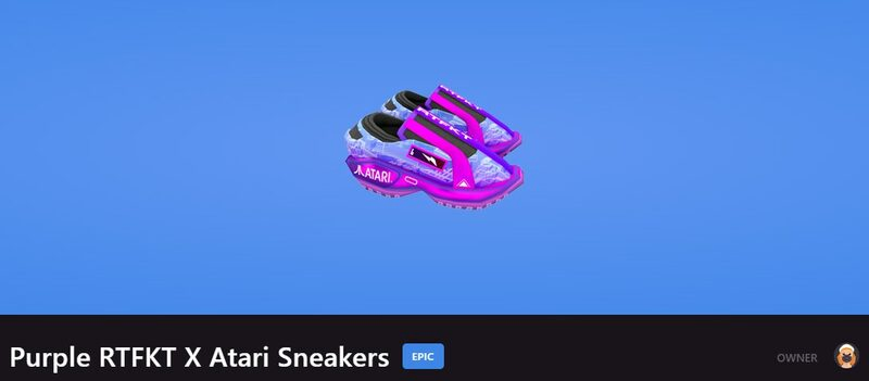 Purple RTFKT x Atari Sneakers in Decentraland