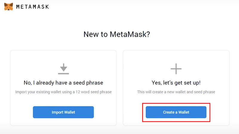 Creation of the new wallet using Metamask