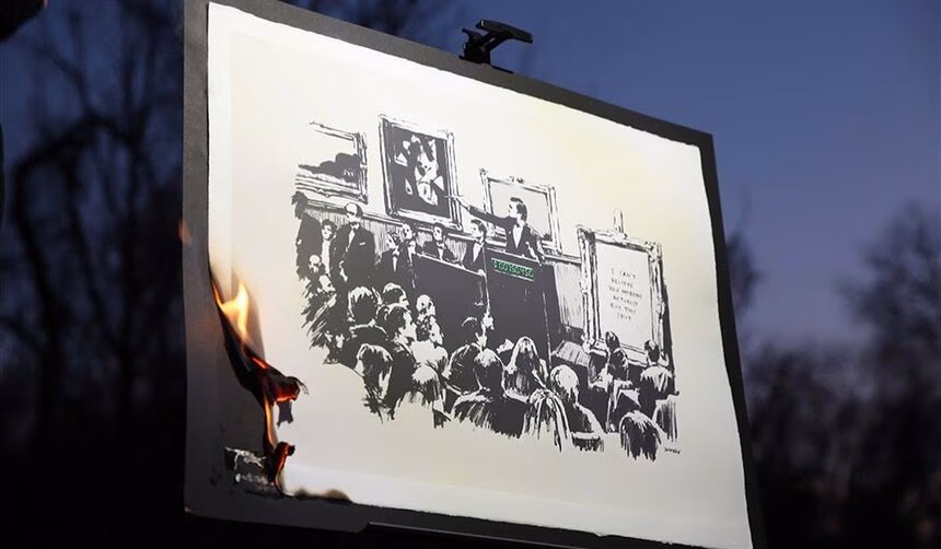 physical NFT art banksy