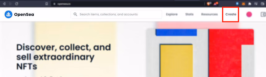 opensea create NFT page